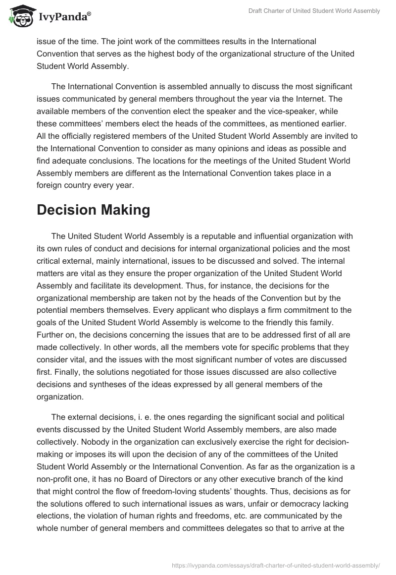The United Student World Assembly: Equal Education and Participation. Page 2