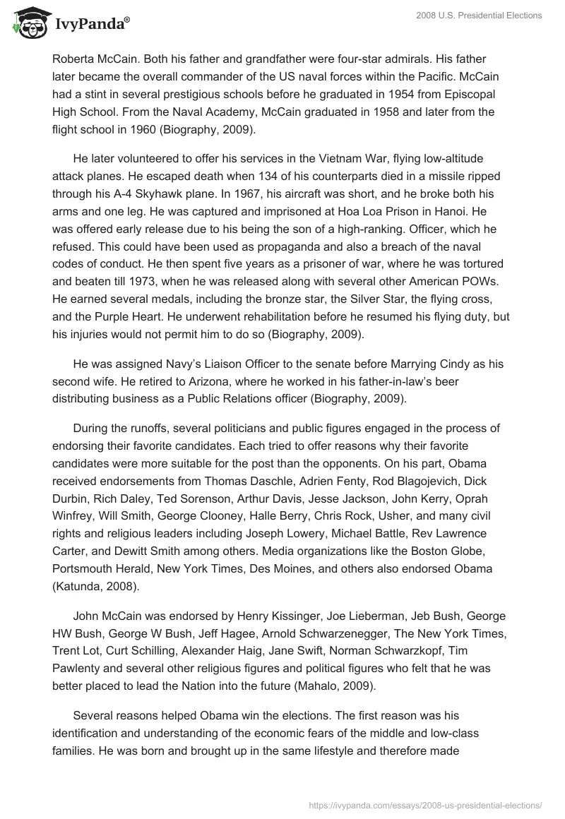 2008 U.S. Presidential Elections. Page 2