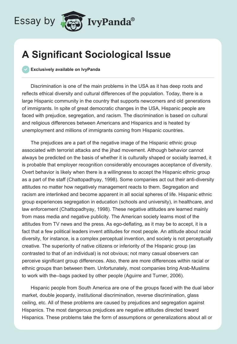 A Significant Sociological Issue. Page 1