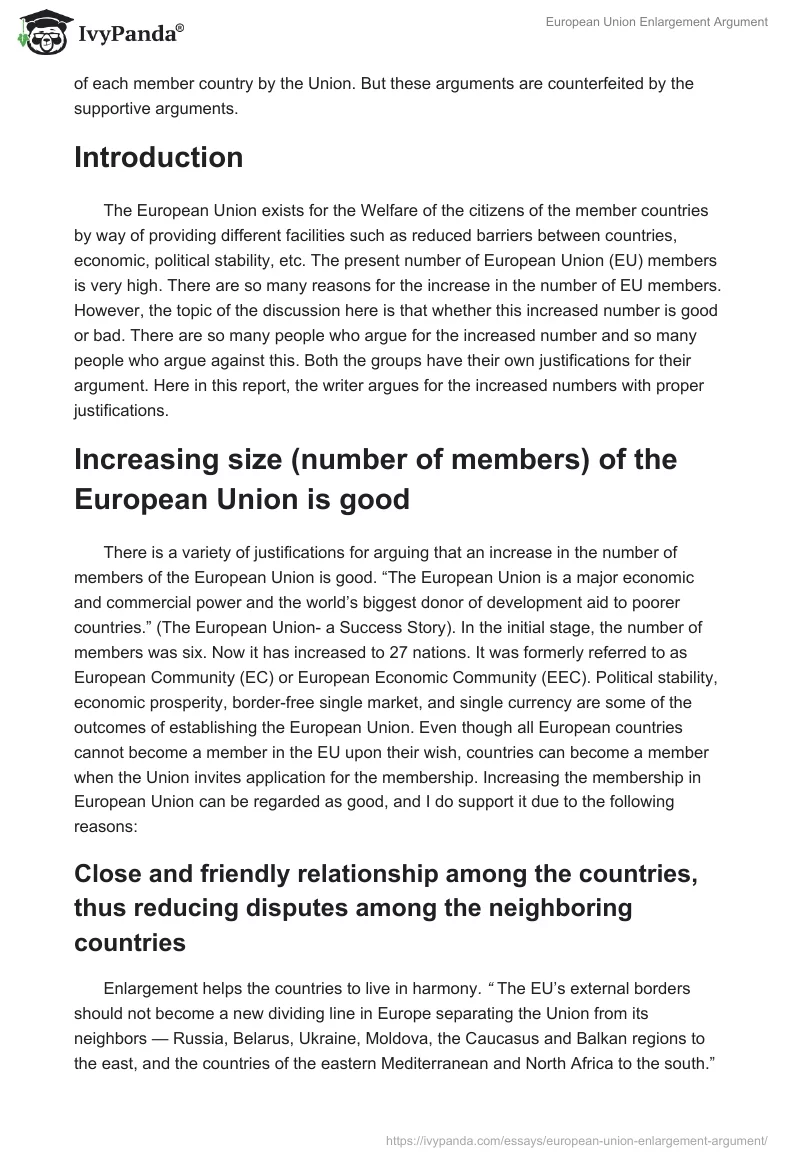European Union Enlargement Argument. Page 2