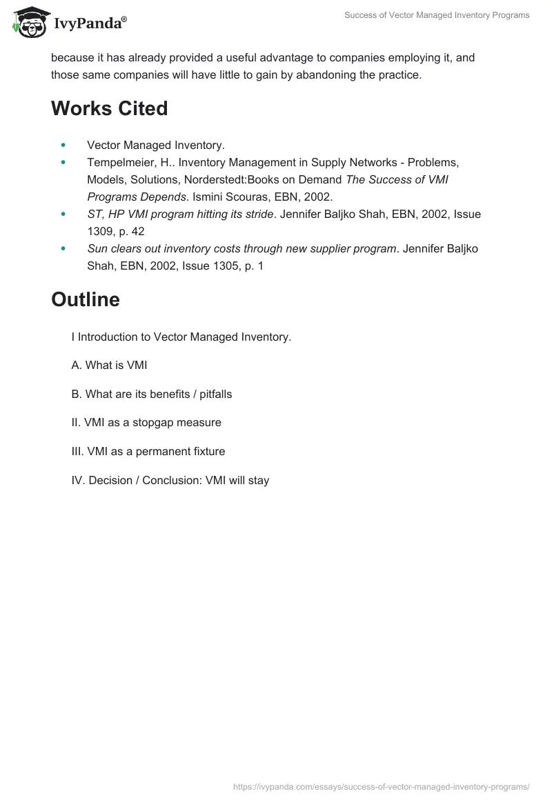 Success of Vector Managed Inventory Programs. Page 3