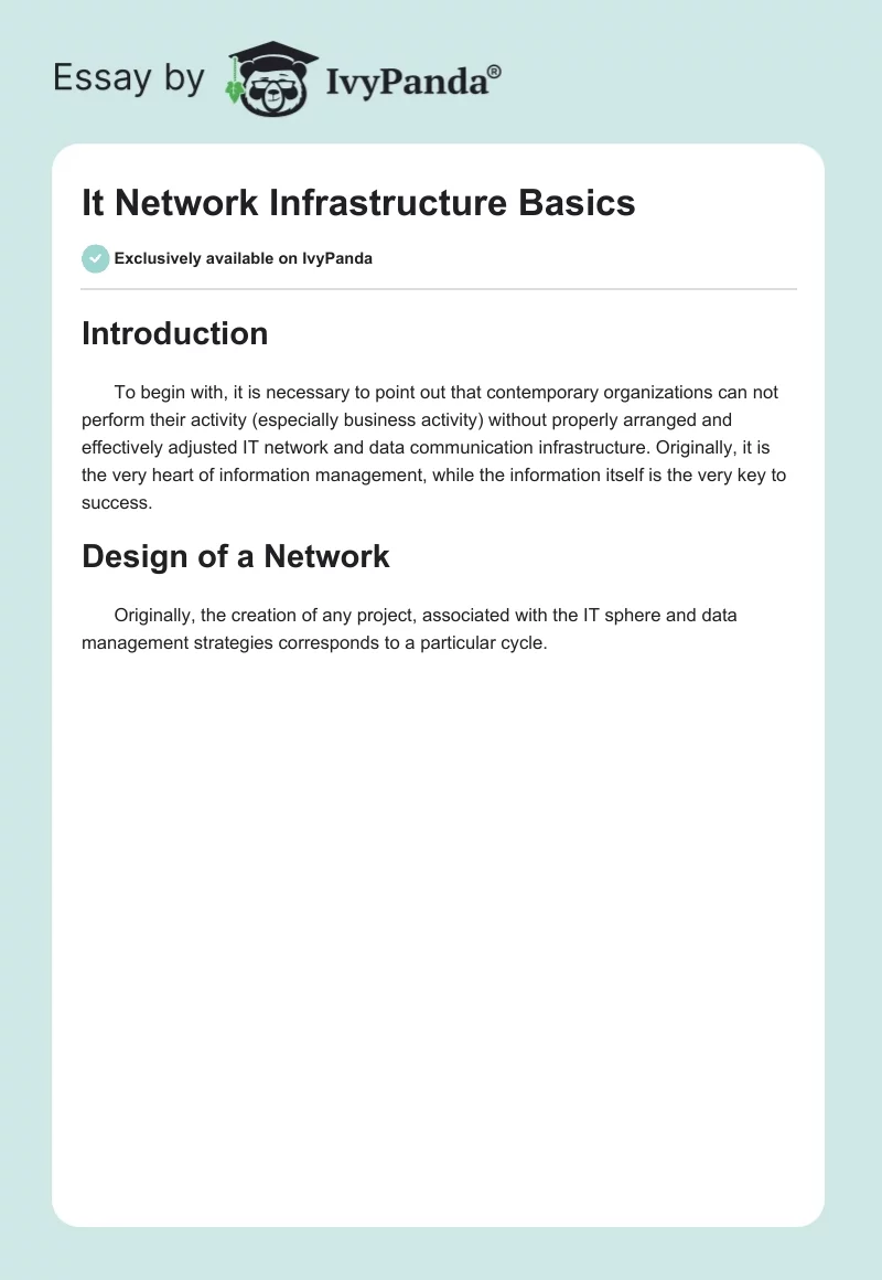 It Network Infrastructure Basics. Page 1