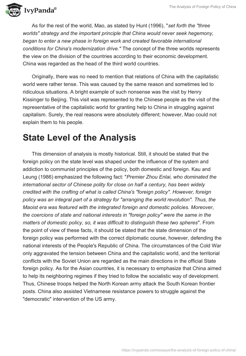 The Analysis of Foreign Policy of China. Page 2