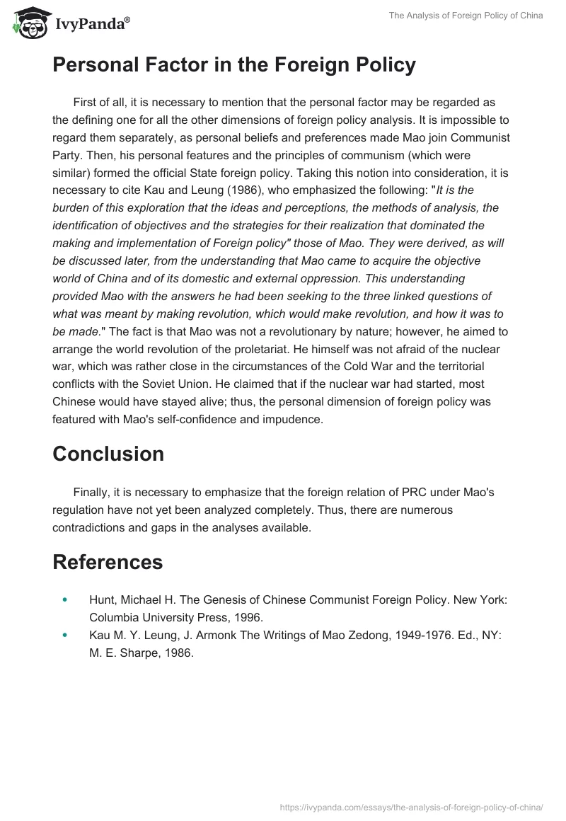 The Analysis of Foreign Policy of China. Page 3