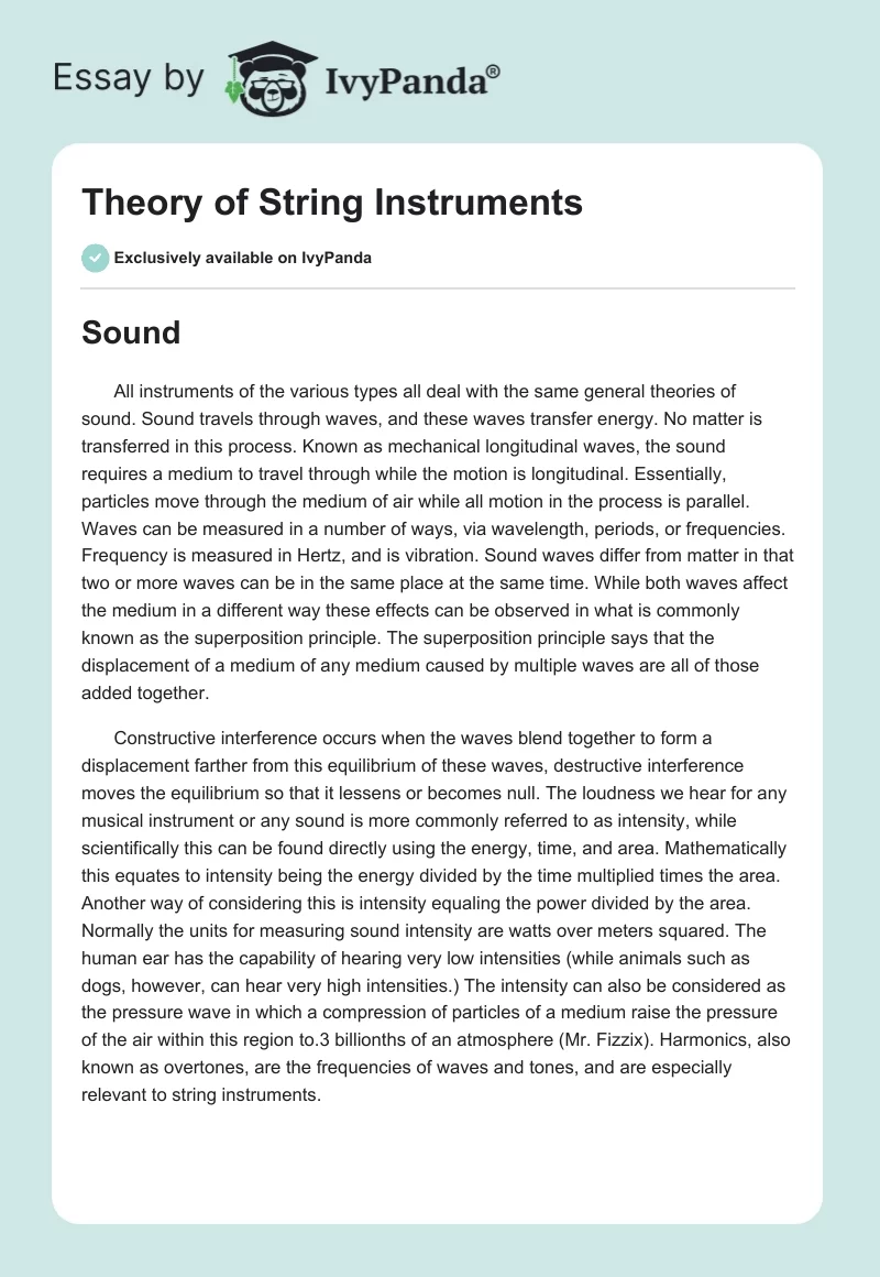 Theory of String Instruments. Page 1