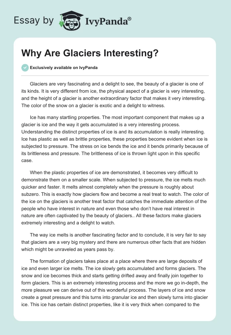 Why Are Glaciers Interesting?. Page 1