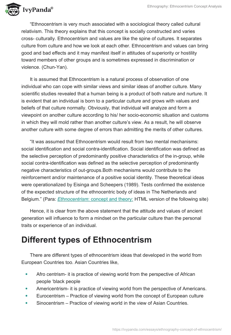 Ethnography: Ethnocentrism Concept Analysis. Page 2