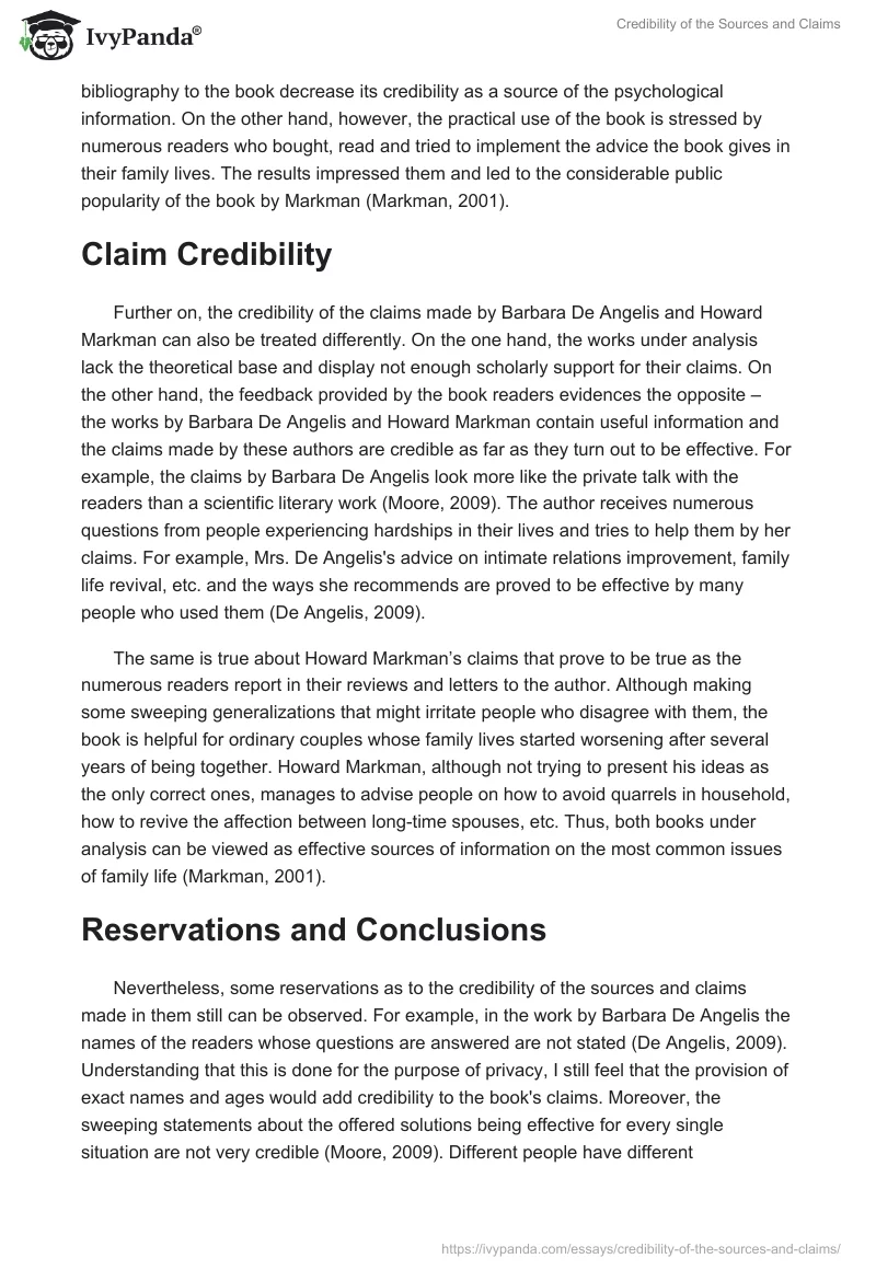 Credibility of the Sources and Claims. Page 2