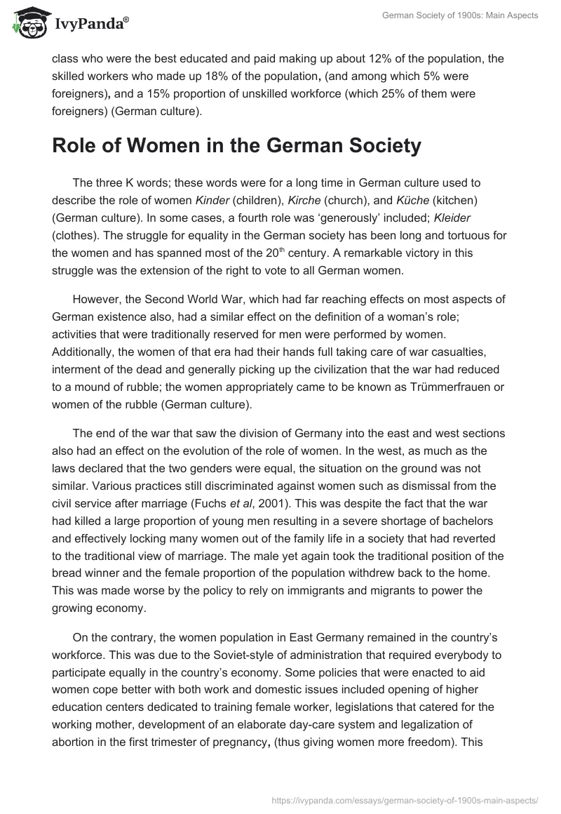 German Society of 1900s: Main Aspects. Page 2
