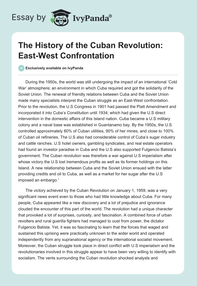 The History of the Cuban Revolution: East-West Confrontation. Page 1
