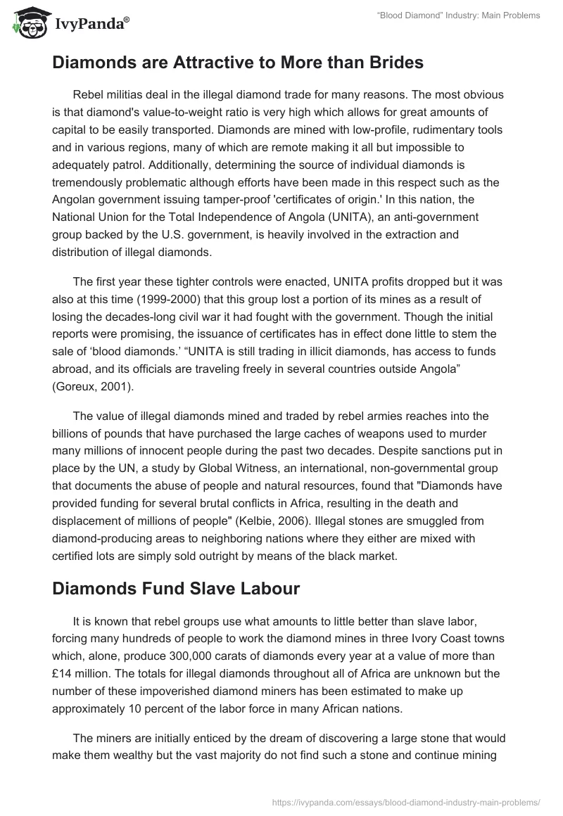 “Blood Diamond” Industry: Main Problems. Page 2