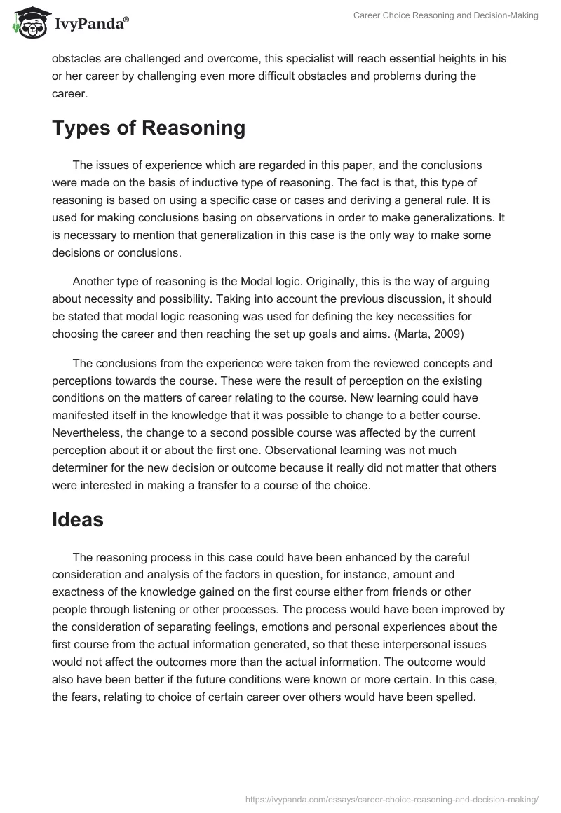 Career Choice Reasoning and Decision-Making. Page 3