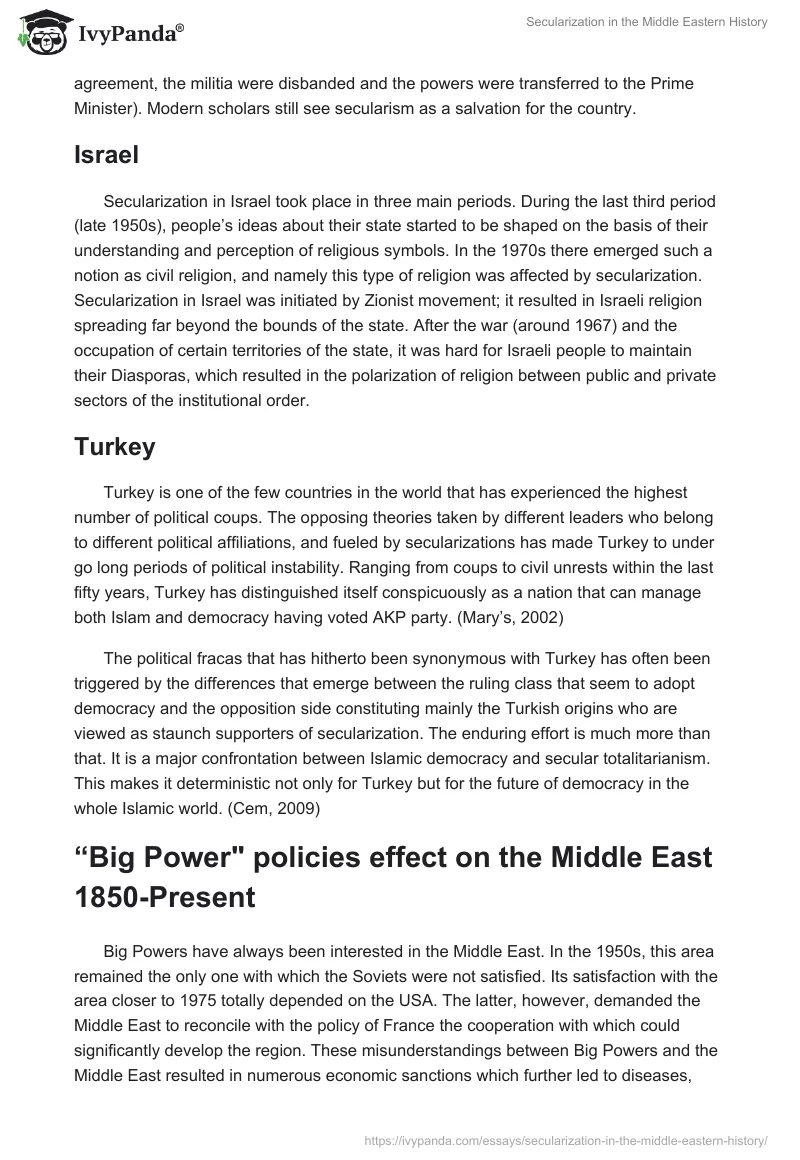Secularization in the Middle Eastern History. Page 2