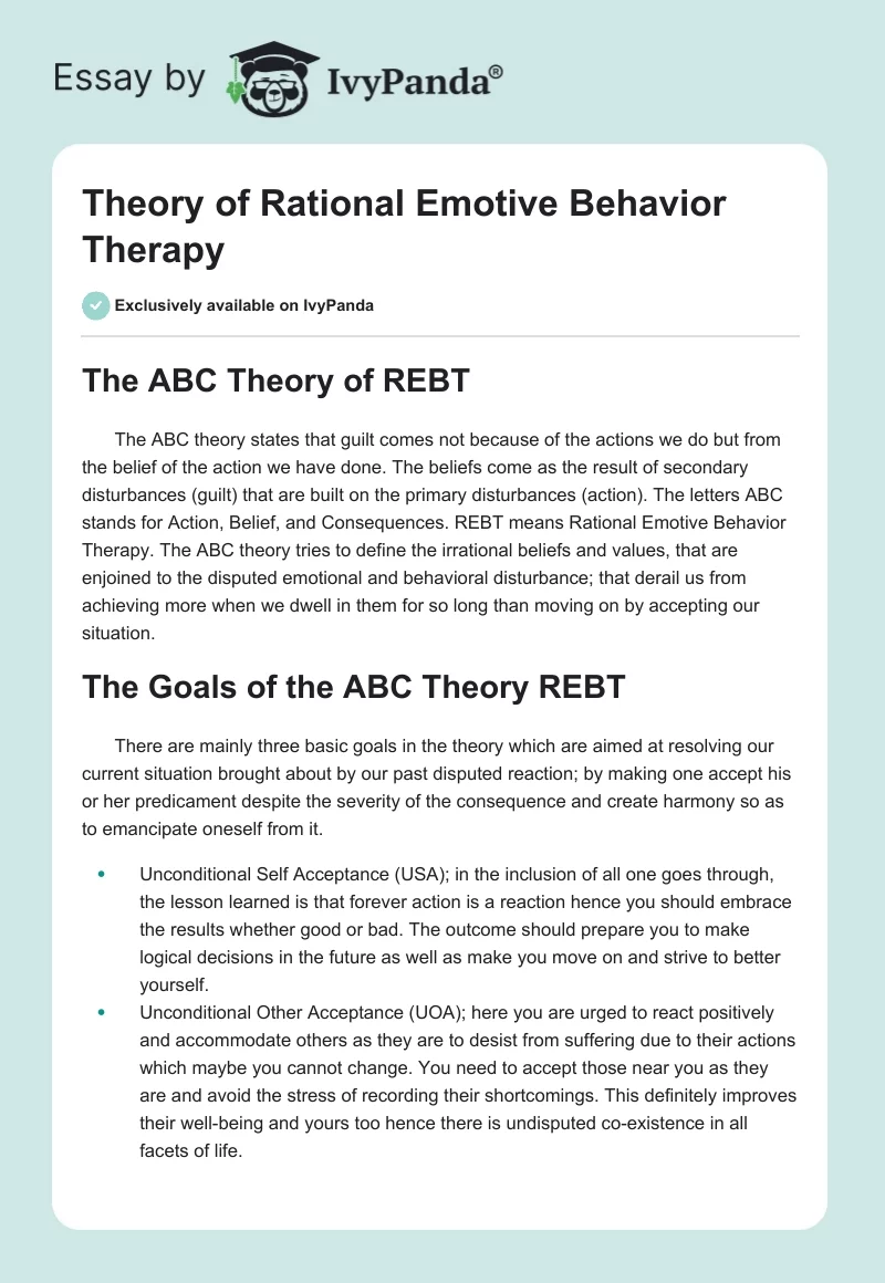 Theory of Rational Emotive Behavior Therapy. Page 1
