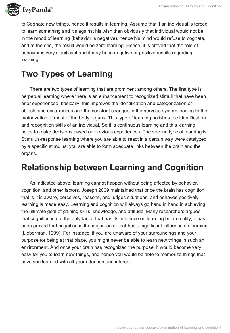 Examination of Learning and Cognition. Page 2