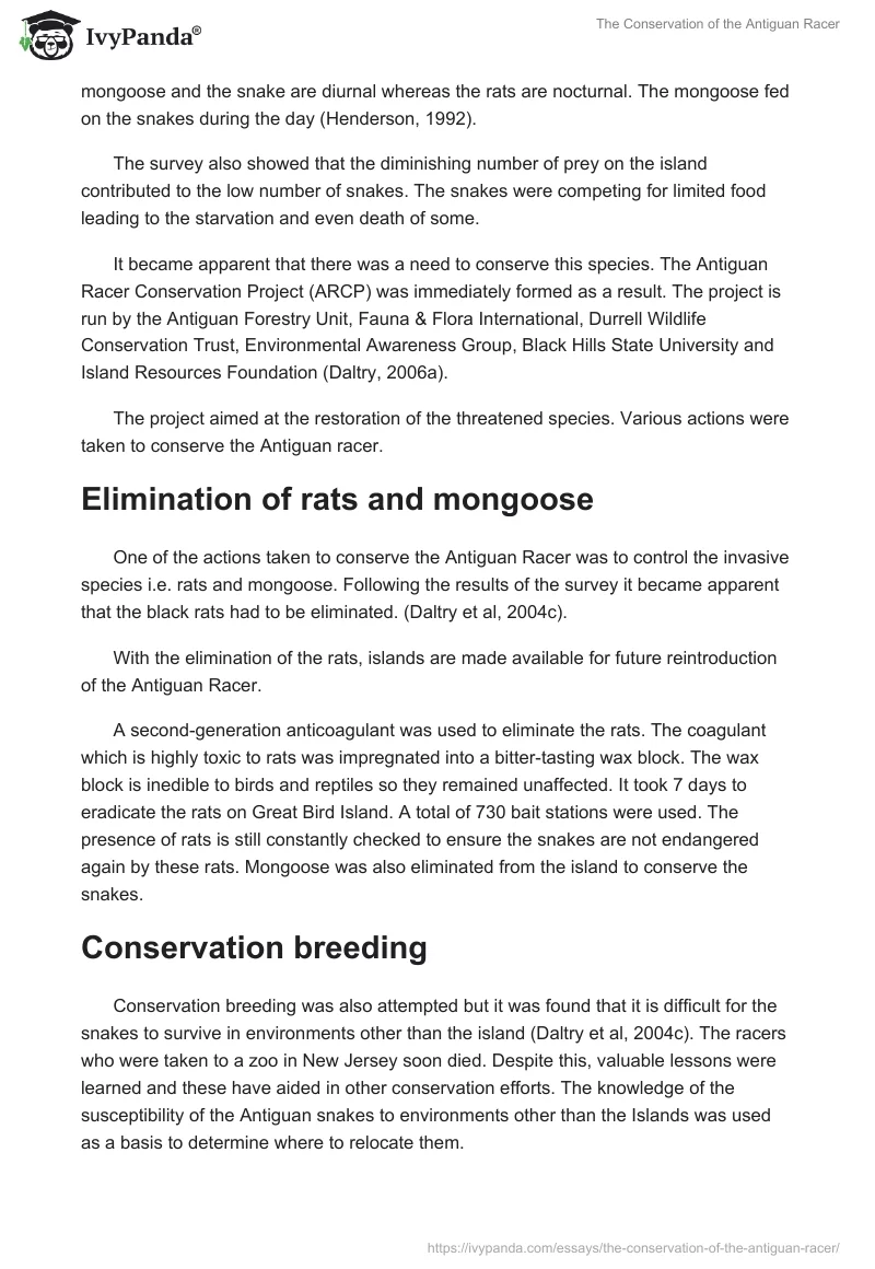 The Conservation of the Antiguan Racer. Page 2