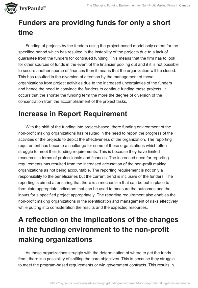 The Changing Funding Environment for Non-Profit Making Firms in Canada. Page 5
