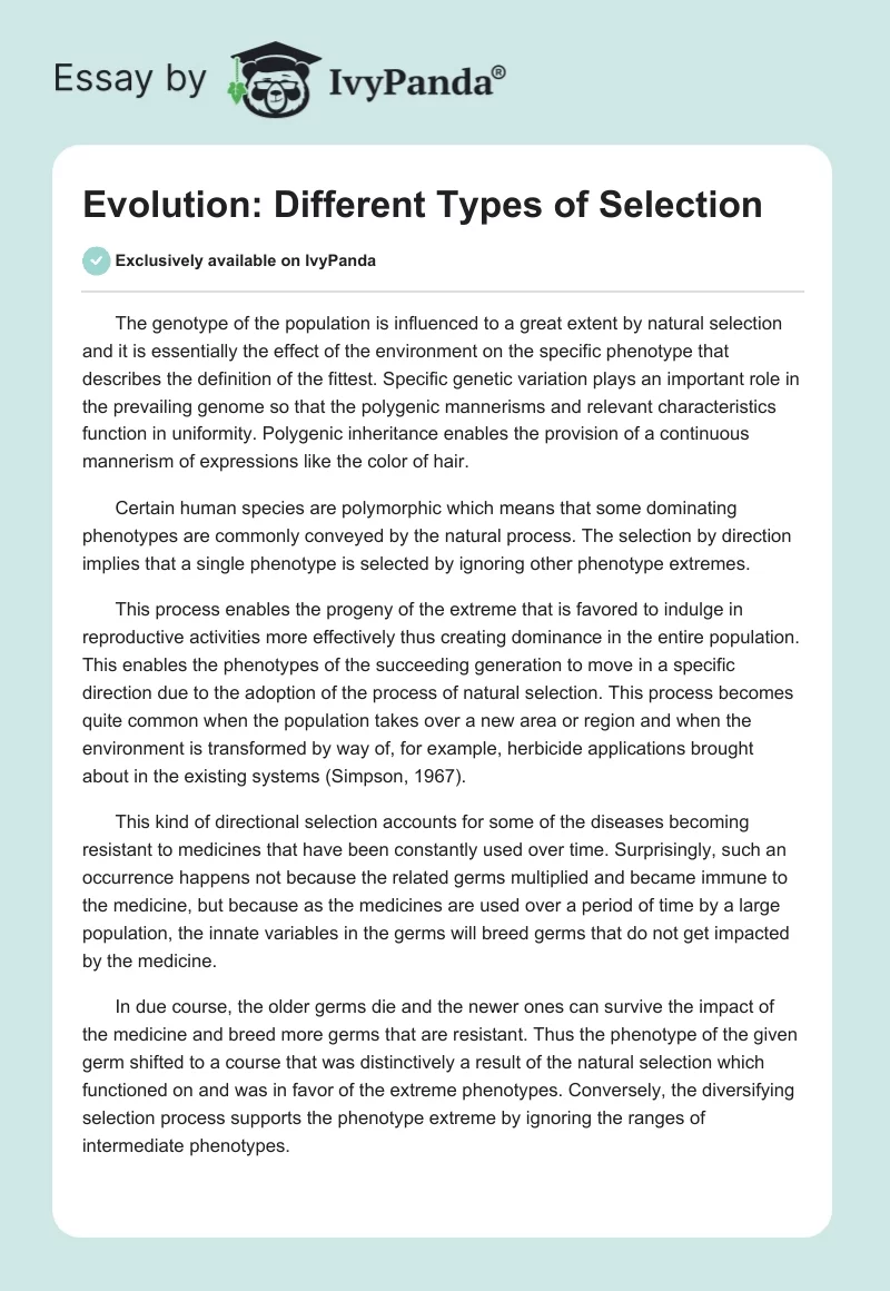 Evolution: Different Types of Selection. Page 1