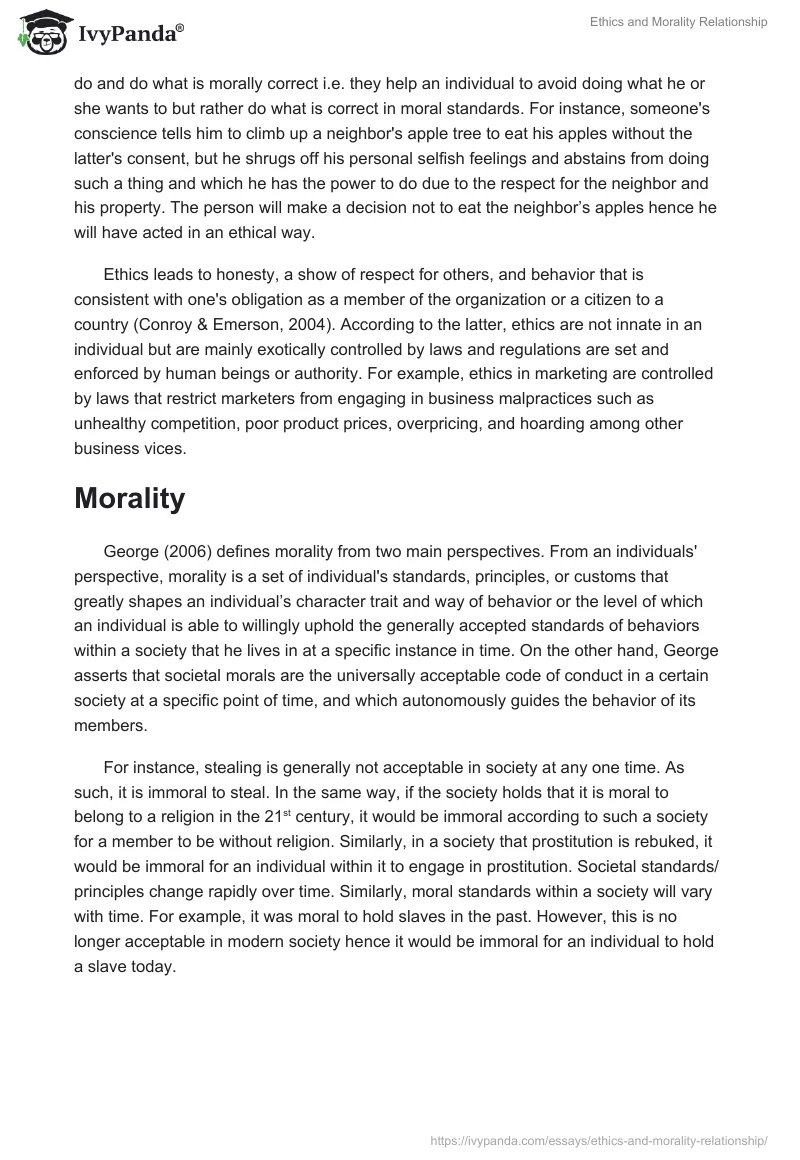 Ethics and Morality Relationship. Page 2