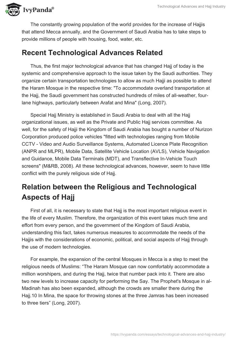 Technological Advances and Hajj Industry. Page 2