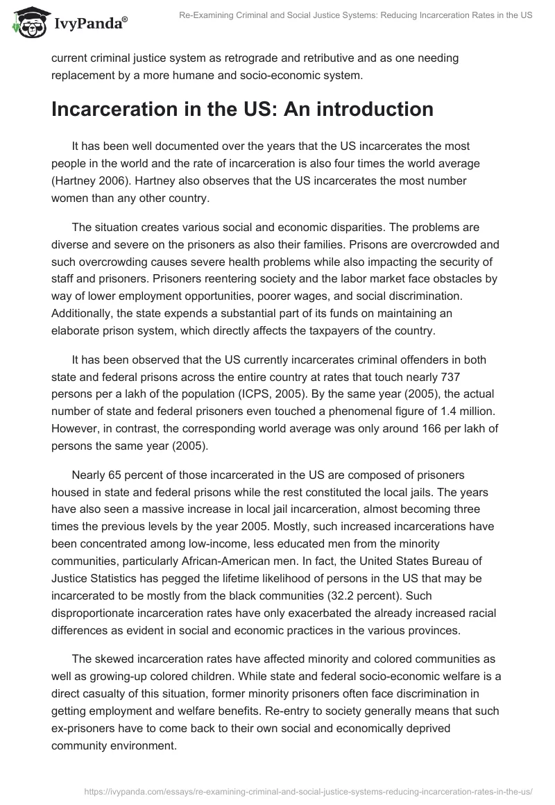 Re-Examining Criminal and Social Justice Systems: Reducing Incarceration Rates in the US. Page 2