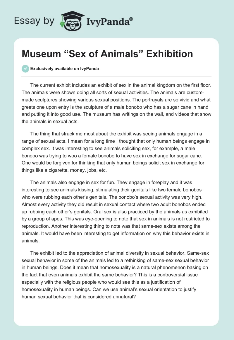 Museum “Sex of Animals” Exhibition. Page 1