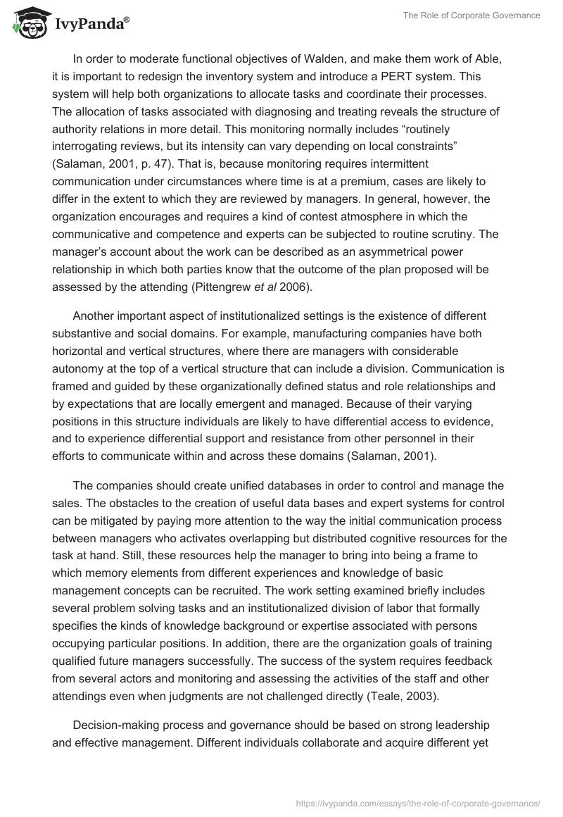 The Role of Corporate Governance. Page 2