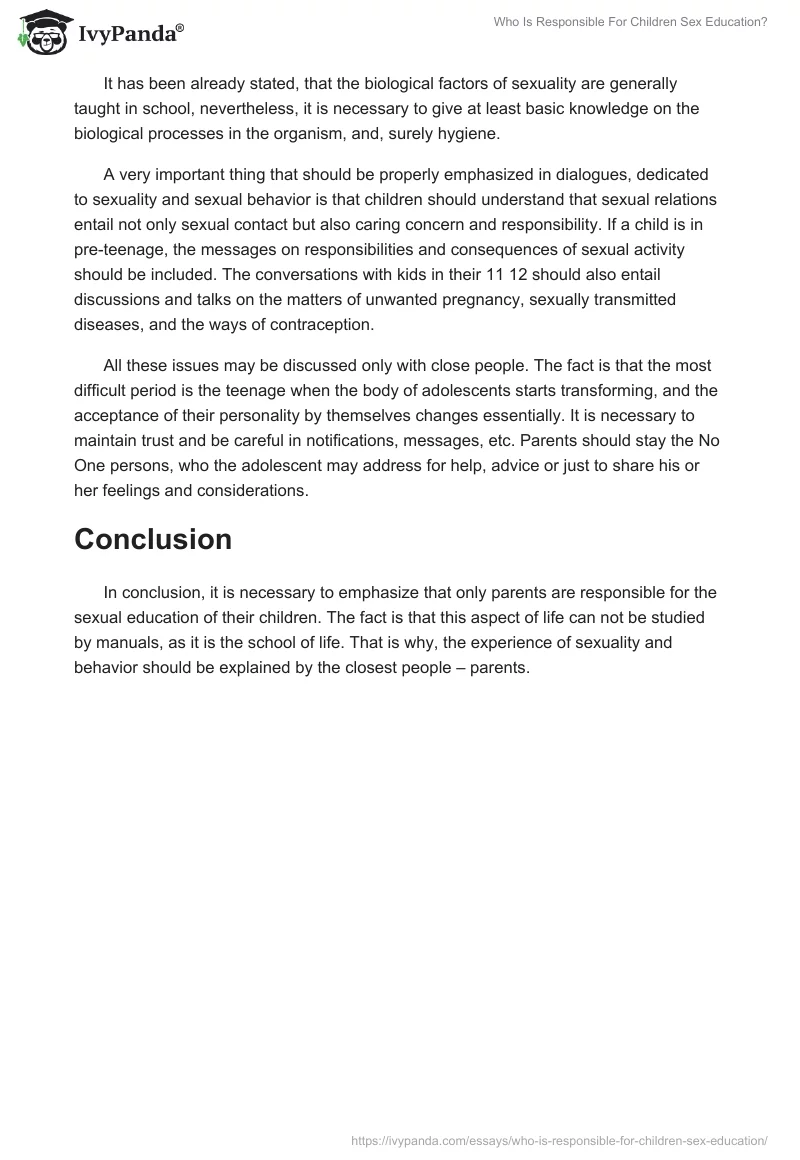 Who Is Responsible For Children Sex Education?. Page 2