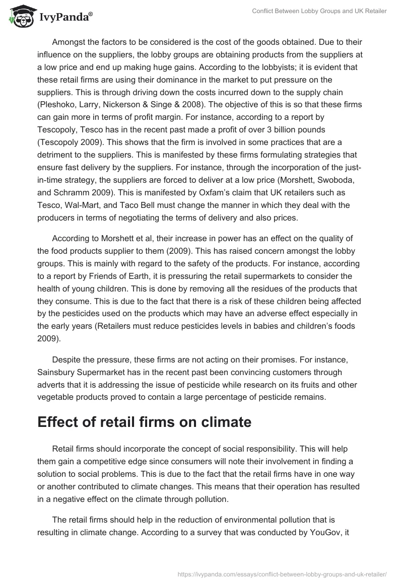 Conflict Between Lobby Groups and UK Retailer. Page 3