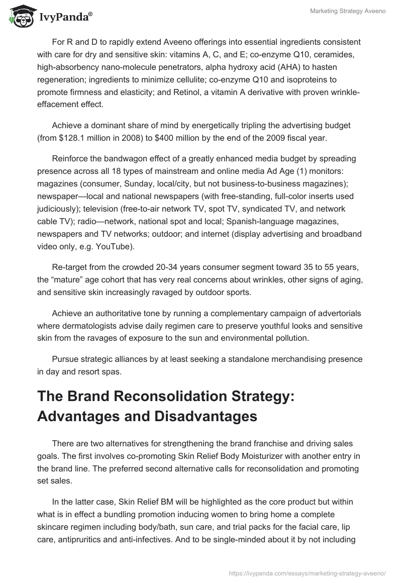 Marketing Strategy Aveeno. Page 4