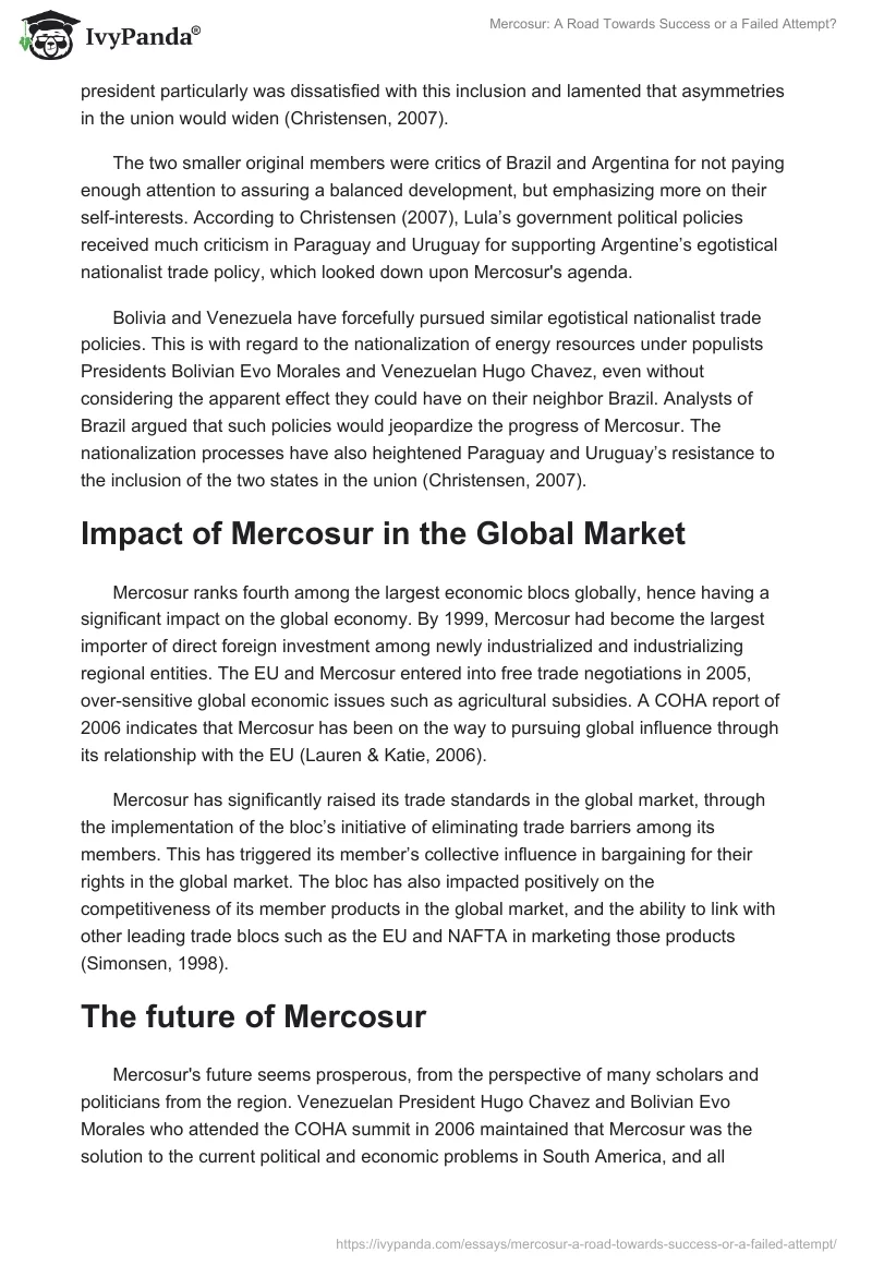 Mercosur: A Road Towards Success or a Failed Attempt?. Page 4