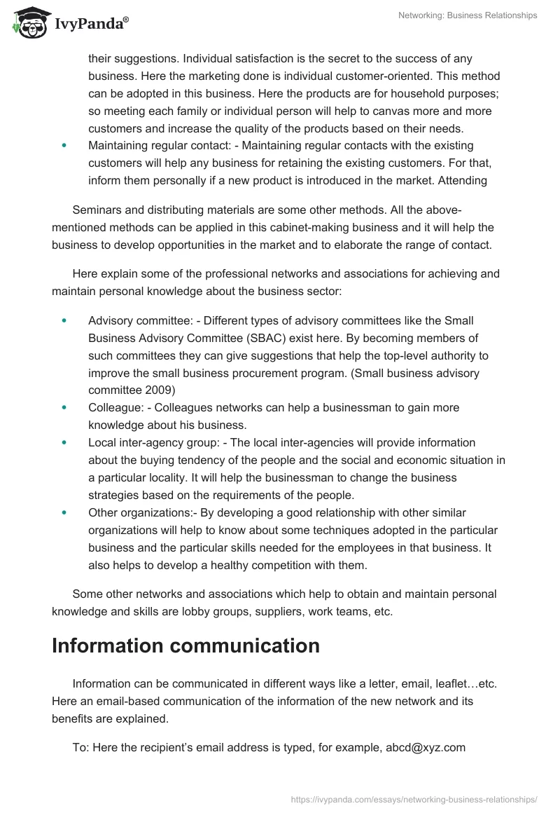 Networking: Business Relationships. Page 2