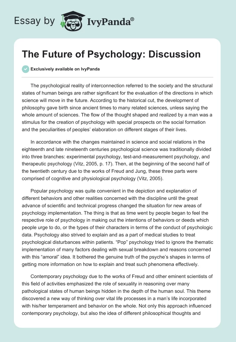 The Future of Psychology: Discussion. Page 1