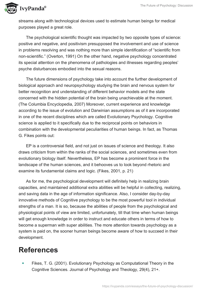 The Future of Psychology: Discussion. Page 2