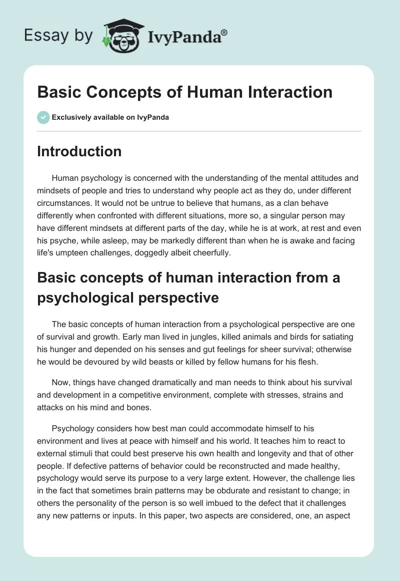 Basic Concepts of Human Interaction. Page 1