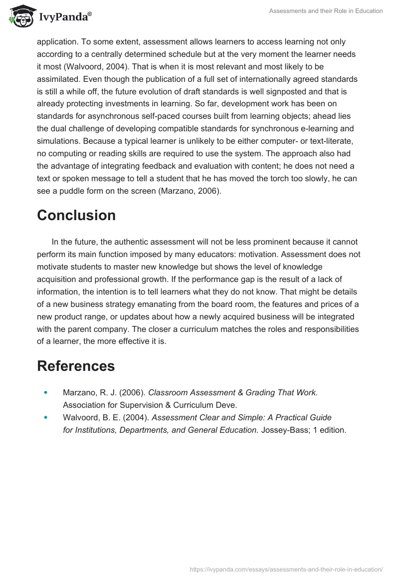 Assessments and their Role in Education. Page 2