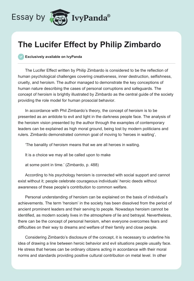 "The Lucifer Effect" by Philip Zimbardo. Page 1