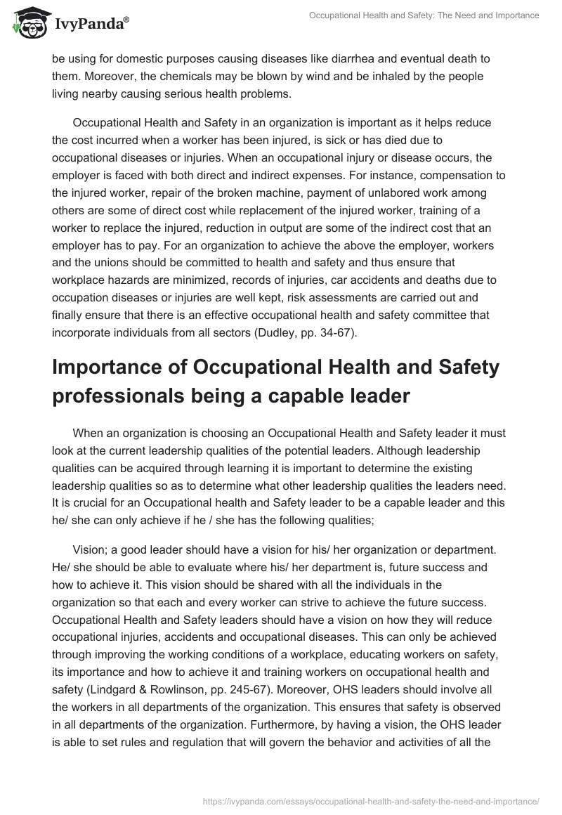 Occupational Health and Safety: The Need and Importance. Page 2