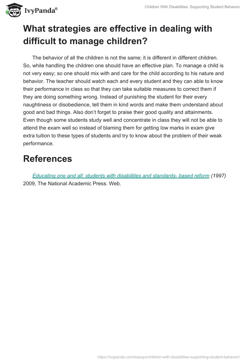 Children With Disabilities: Supporting Student Behavior. Page 3