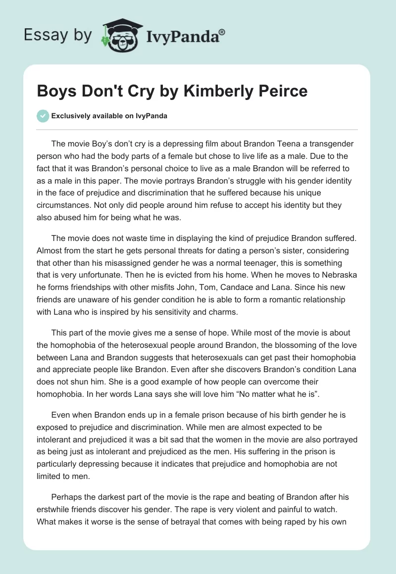 "Boys Don't Cry" by Kimberly Peirce. Page 1