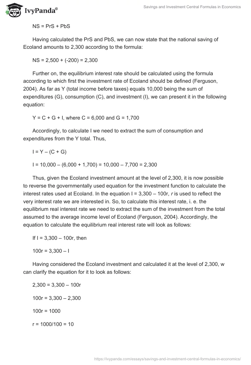 Savings and Investment Central Formulas in Economics. Page 2