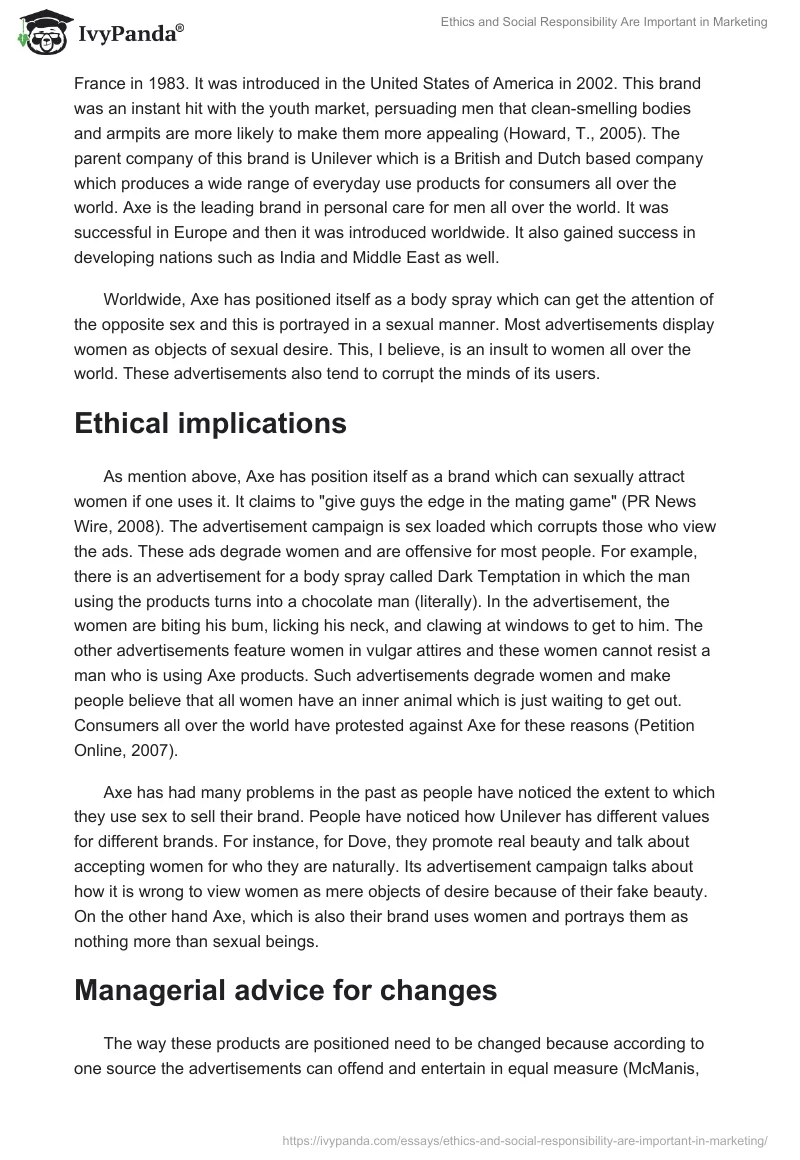 Ethics and Social Responsibility Are Important in Marketing. Page 2