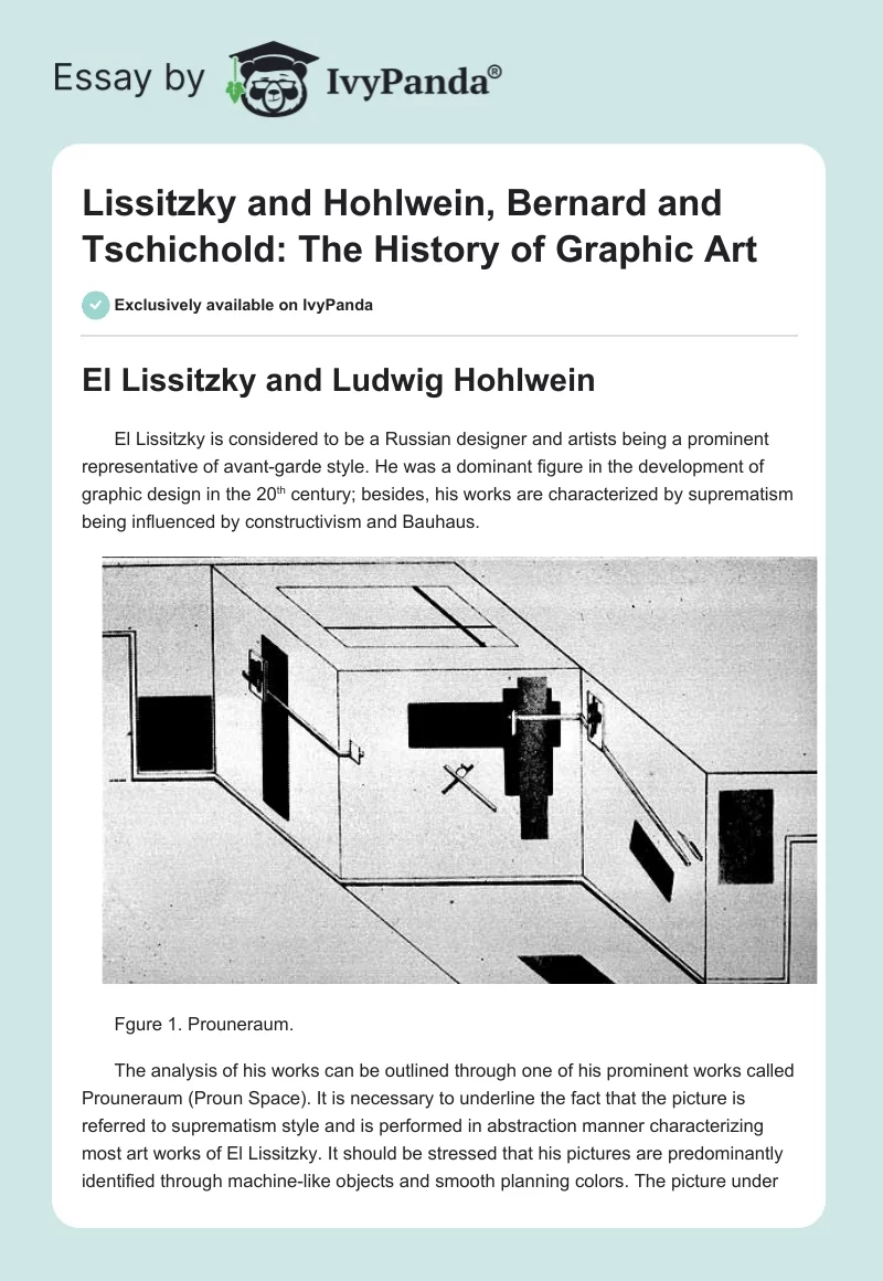 Lissitzky and Hohlwein, Bernard and Tschichold: The History of Graphic Art. Page 1