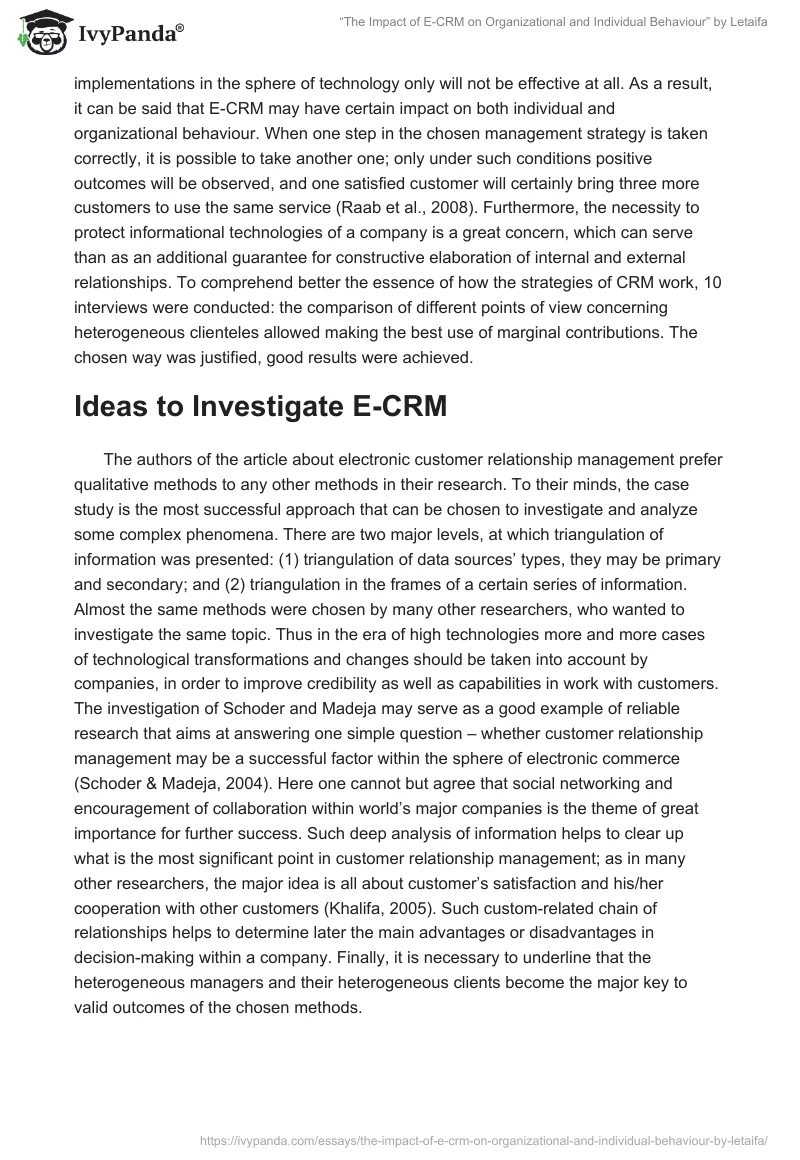 “The Impact of E-CRM on Organizational and Individual Behaviour” by Letaifa. Page 2
