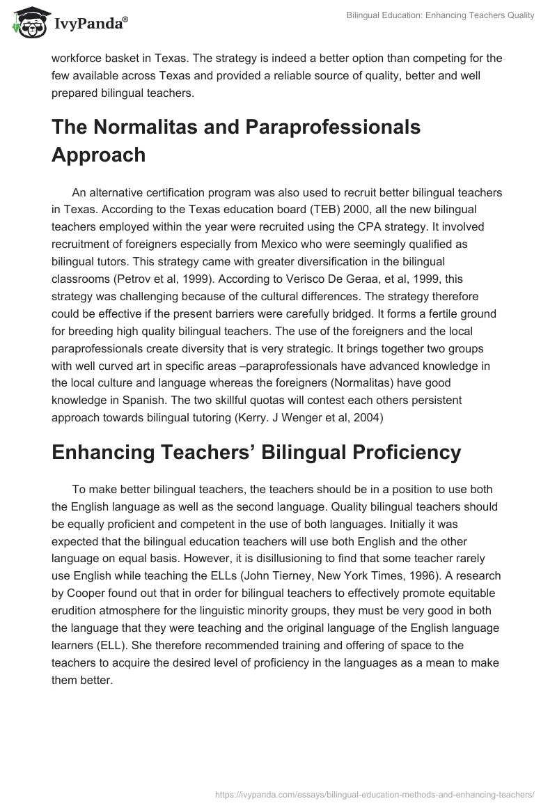 Bilingual Education: Enhancing Teachers Quality. Page 4