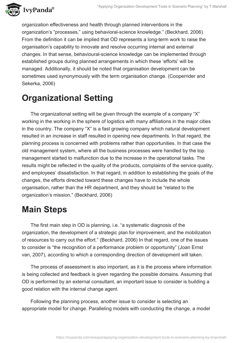 “Applying Organization Development Tools in Scenario Planning” by T.Marshall. Page 5