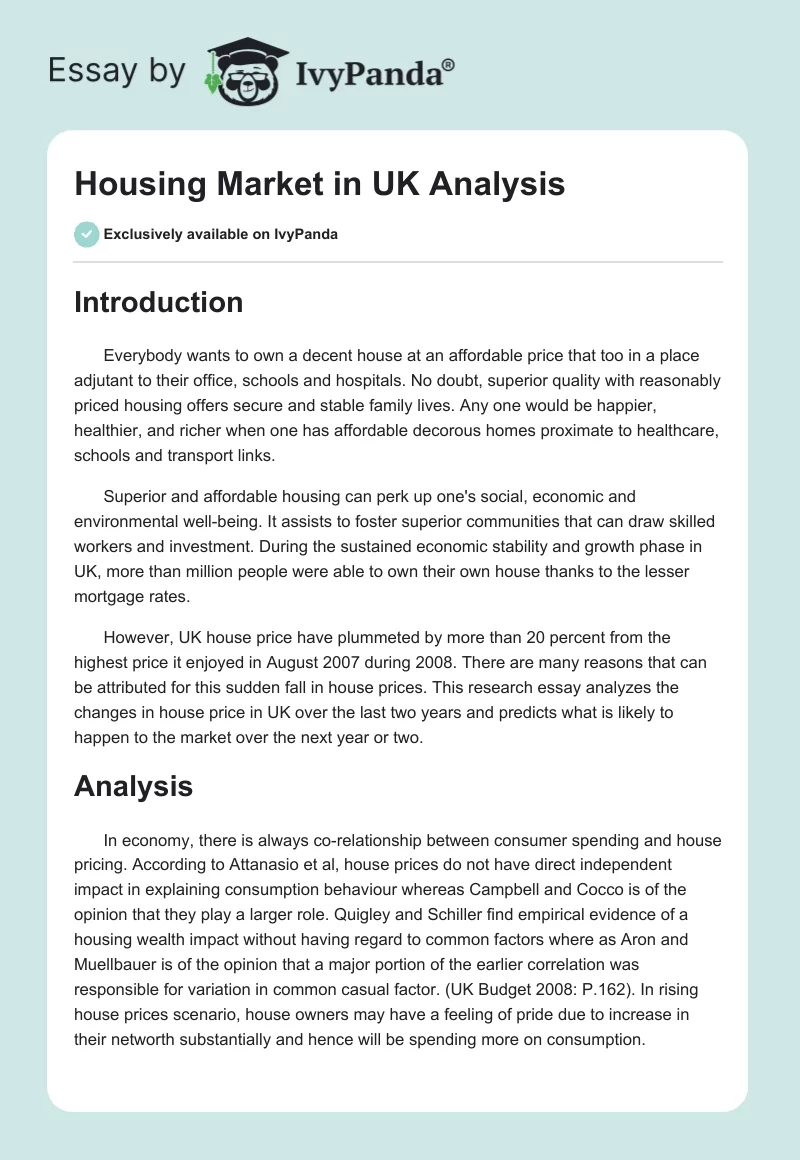 Housing Market in UK Analysis. Page 1
