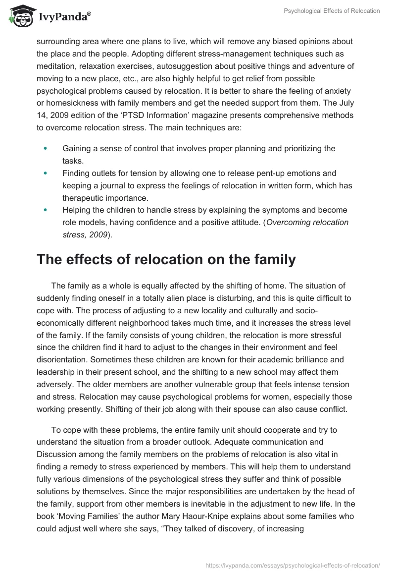 Psychological Effects of Relocation. Page 3