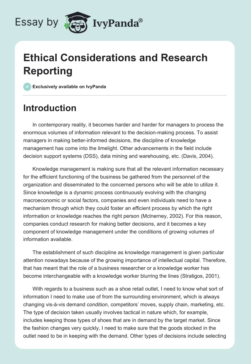 Ethical Considerations and Research Reporting. Page 1