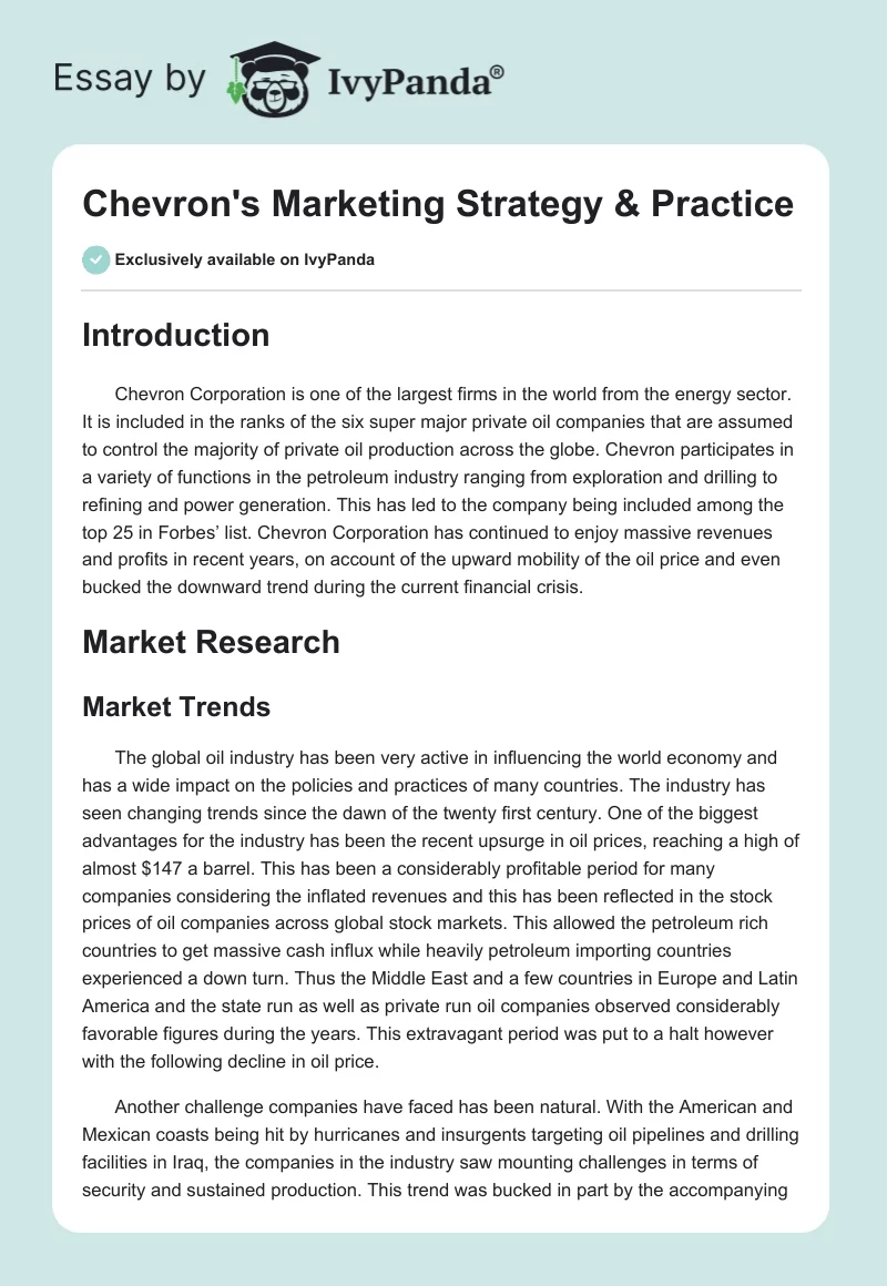 Chevron's Marketing Strategy & Practice. Page 1